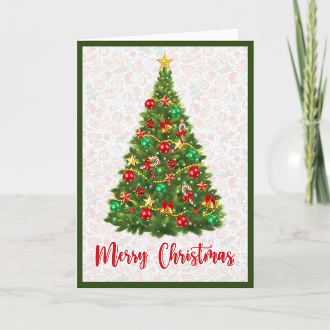 Elegant Trendy  Non Photo Christmas Tree Folded Card (Front)