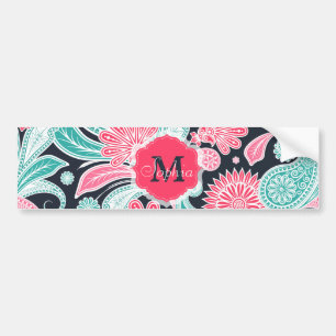 Elegant trendy paisley floral pattern illustration bumper sticker