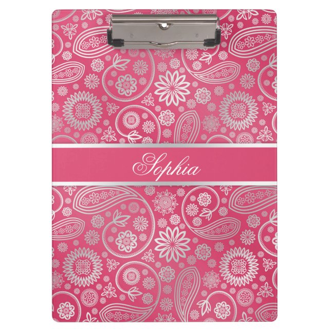 Elegant trendy paisley floral pattern illustration clipboard (Front)
