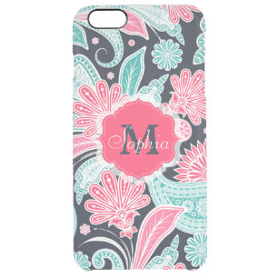 Elegant trendy paisley floral pattern illustration clear iPhone 6 plus case