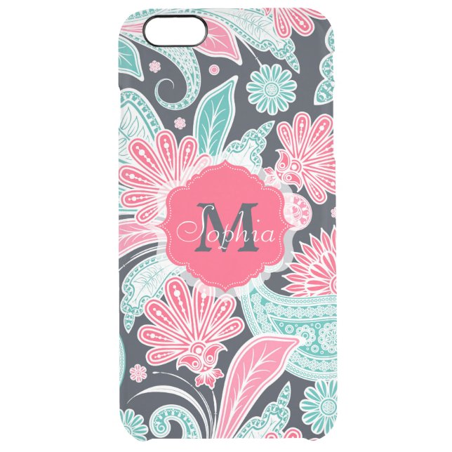 Elegant trendy paisley floral pattern illustration uncommon iPhone case (Back)