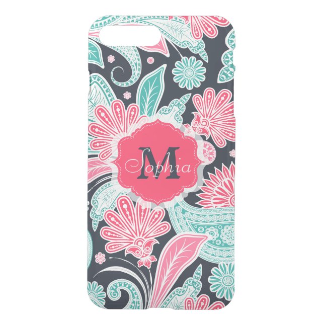 Elegant trendy paisley floral pattern illustration uncommon iPhone case (Back)
