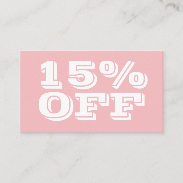 Elegant Trendy Pastel Pink Modern Discount Card (Front)