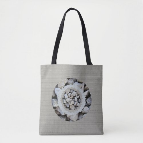 Elegant trendy pattern of gray pebbles in circle tote bag