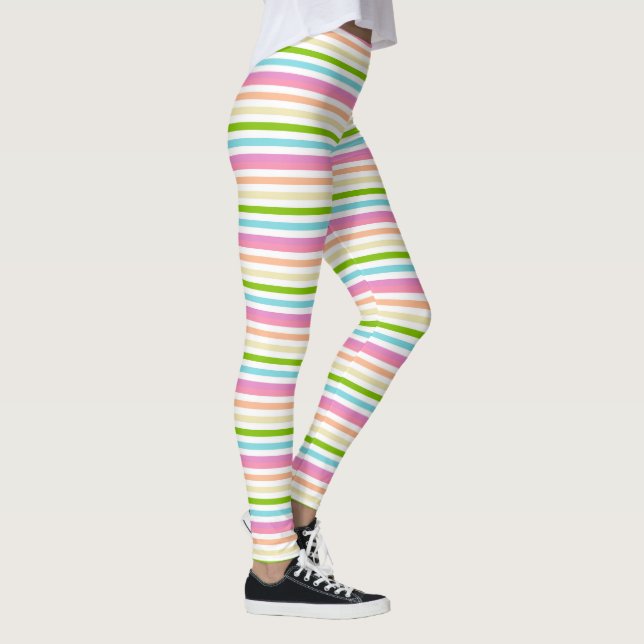 Elegant Trendy Pink Blue Yellow Green Colors Leggings (Right)