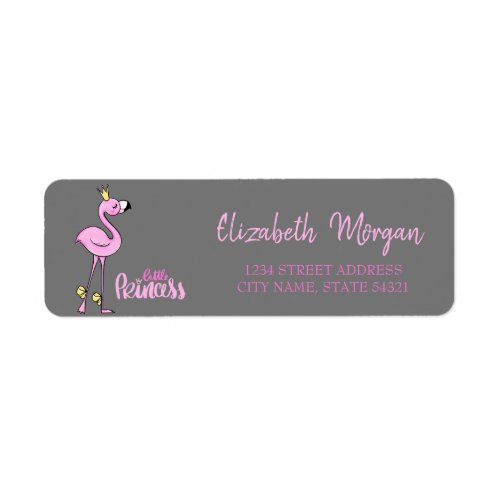 Elegant Trendy Pink Flamingo Gray Address Label