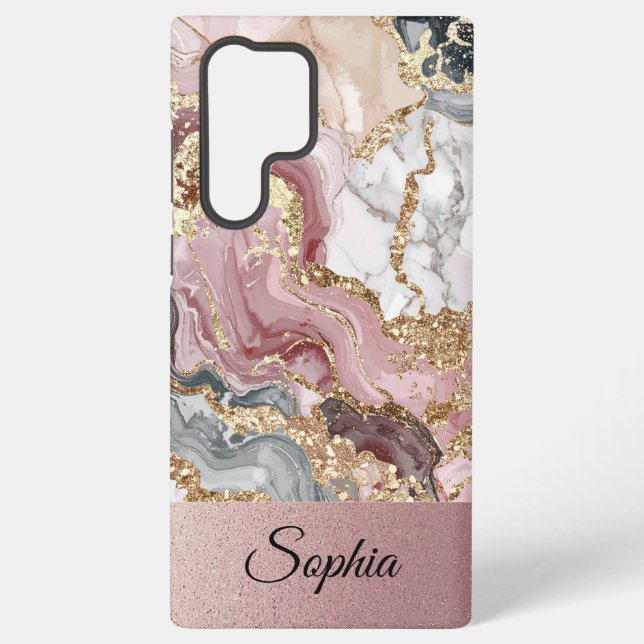 Elegant trendy Pink Gold Glitter Swirl  Samsung Galaxy Case (Back)