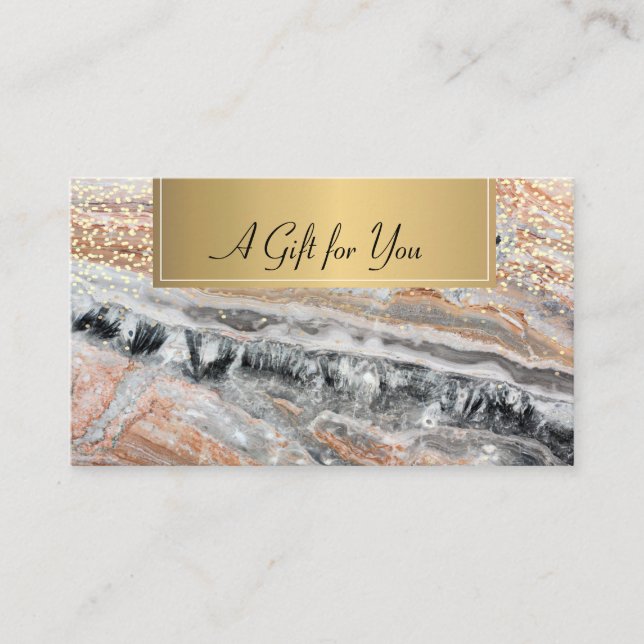 Elegant Trendy Professional Marble Gold Confetti  Discount Card (Front)