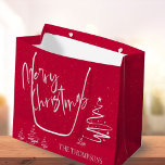 Elegant Trendy Red Abstract Tree Merry Christmas Large Gift Bag<br><div class="desc">Elegant Trendy Red Abstract Tree Merry Christmas Large Gift Bag   . This elegant gift bag  has a red background with  Merry Christmas  written in pretty font along with the family name. Customize it by changing the name . For any further customization ,  feel free to contact me at mypaperlove2021@gmail.com</div>