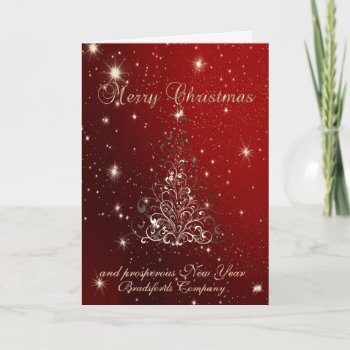 Elegant Trendy Red   Christmas  Tree Corporate Holiday Card by Biglibigli at Zazzle