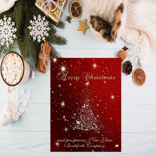 Elegant Trendy Red  Christmas  TreeCorporate Holiday Card