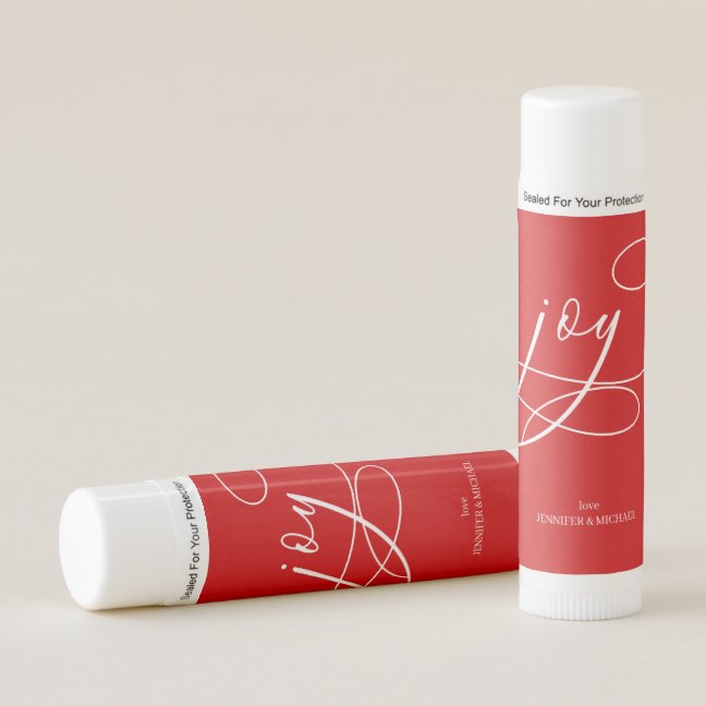 elegant trendy red Joy Christmas Lip Balm