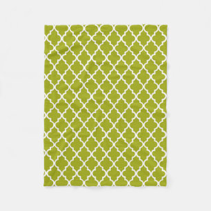 Elegant, trendy, refreshing lime green quatrefoil fleece blanket
