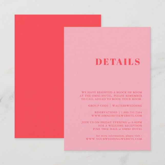 Elegant & Trendy Retro Pink Enclosure Card (Front/Back)