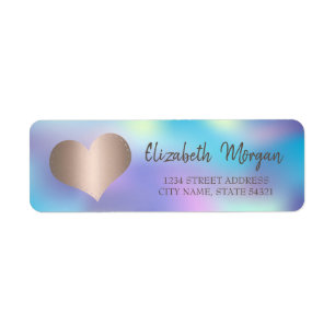 Elegant Trendy,Rose Gold Heart,Holographic Label