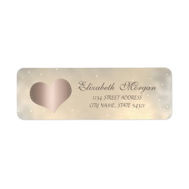 Elegant Trendy  Rose Gold Heart, Shiny  Address Label (Front)