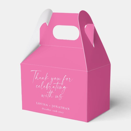 Elegant Trendy Script Custom Thank You Hot Pink Favor Boxes