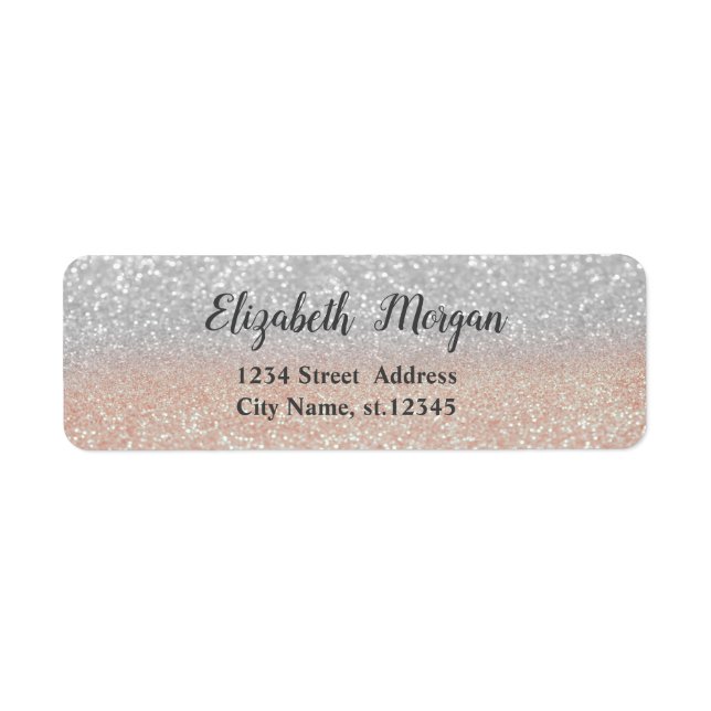 Elegant Trendy  Silver Glitter  Bokeh Label (Front)