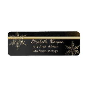 Elegant Trendy Snowflakes ,Faux Gold,Black Label
