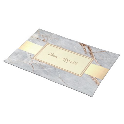 Elegant Trendy Stylish Geometric Gray Gold Marble Cloth Placemat Zazzle