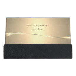 Elegant Trendy Stylish, Minimalist  Gold Desk Business Card Holder