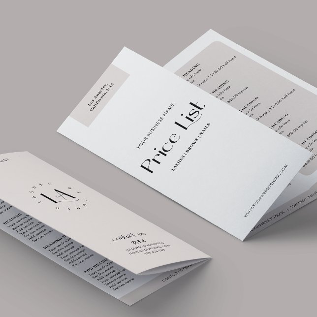 Elegant Trendy Taupe Tri-Fold Salon Spa Price List Brochure (Creator Uploaded)