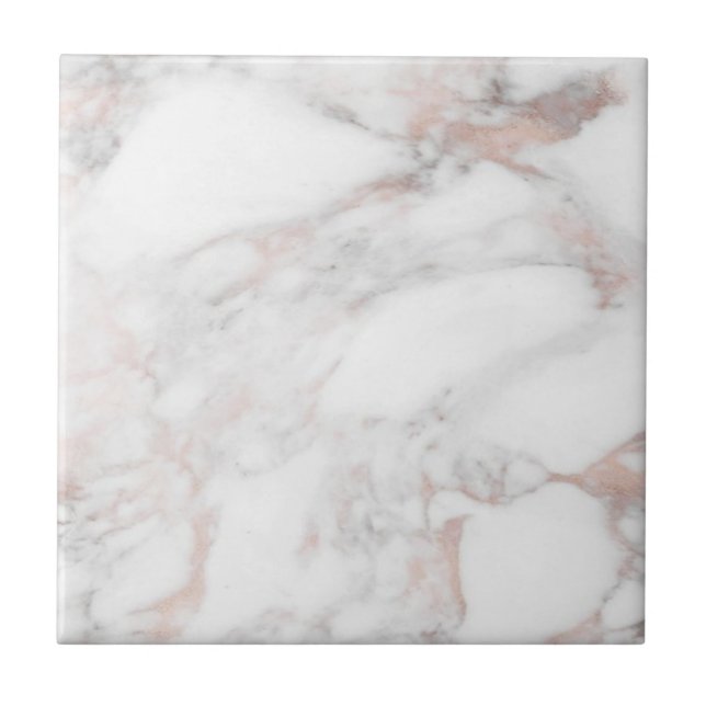 Elegant Trendy Template Rose Gold White Marble Ceramic Tile (Front)