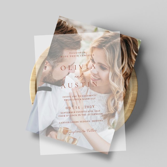 Elegant Trendy Terracotta Wedding Vellum Invitations (Creator Uploaded)