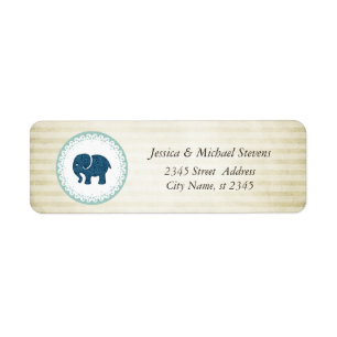 Elegant trendy vintage narrow stripes elephant label