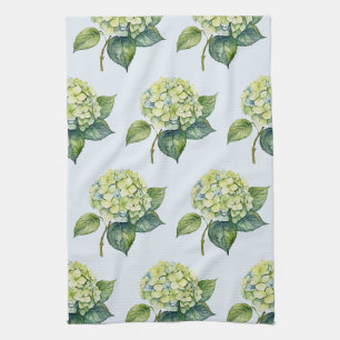 Elegant Trendy Watercolor Hydrangea Floral Kitchen Towel