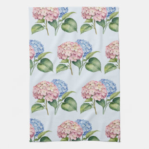 Elegant Trendy Watercolor Hydrangea Floral  Kitchen Towel