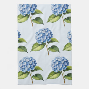 Elegant Trendy Watercolor Hydrangea Floral Kitchen Towel