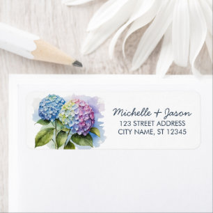 Elegant Trendy Watercolor Hydrangea Return Address Label