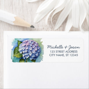Elegant Trendy Watercolor Hydrangea Return Address Label