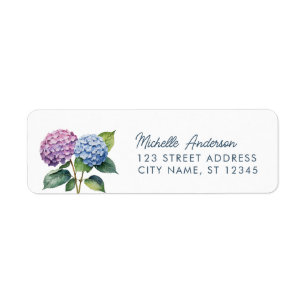 Elegant Trendy Watercolor Hydrangea Return Address Label