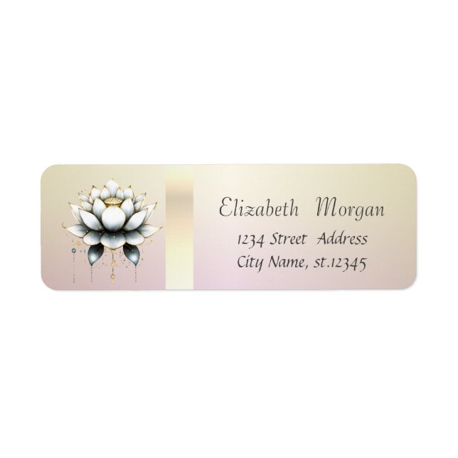 Elegant Trendy White Lotus Flower Label (Front)