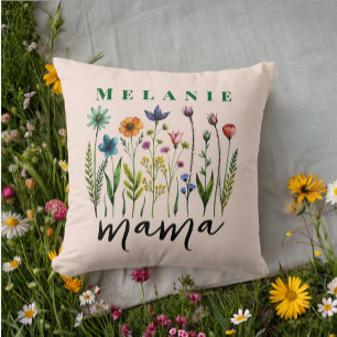 Elegant Trendy Wildflower Mama  Throw Pillow