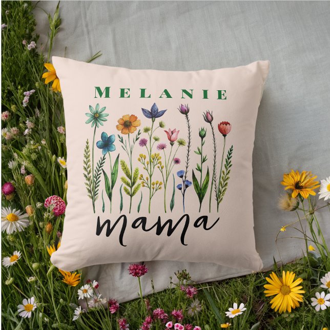 Elegant Trendy Wildflower Mama  Throw Pillow (Creator Uploaded)