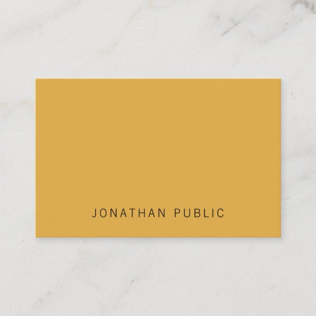 Elegant Trendy Yellow Brown Simple Template Modern Business Card (Front)