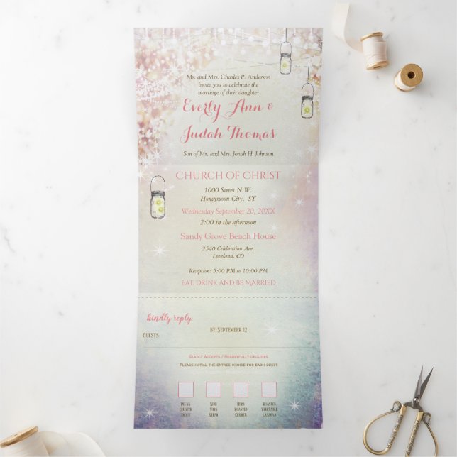 Elegant Tri-Fold Fairy Tale Wedding Includes RSVP Program (Inside)