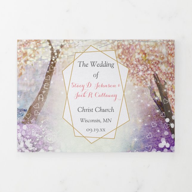 Elegant Tri-Fold Fairytale Wedding All In One Program (Cover)