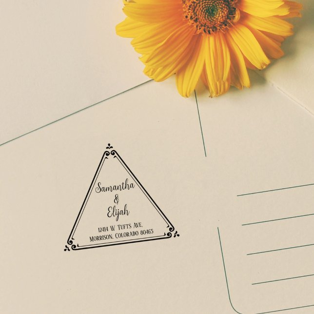 Elegant Triangle Couple Return Address  Rubber Stamp (Creator Uploaded)