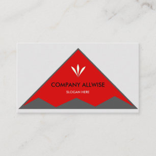 Elegant Triangles in Silver Gray & Red Business Card