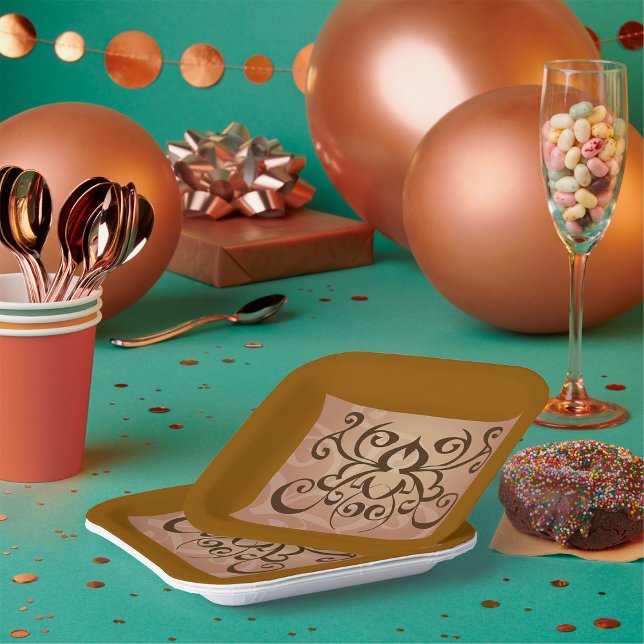 Elegant Tribal Swirl Tattoo Style  Paper Plates (Creator Uploaded)