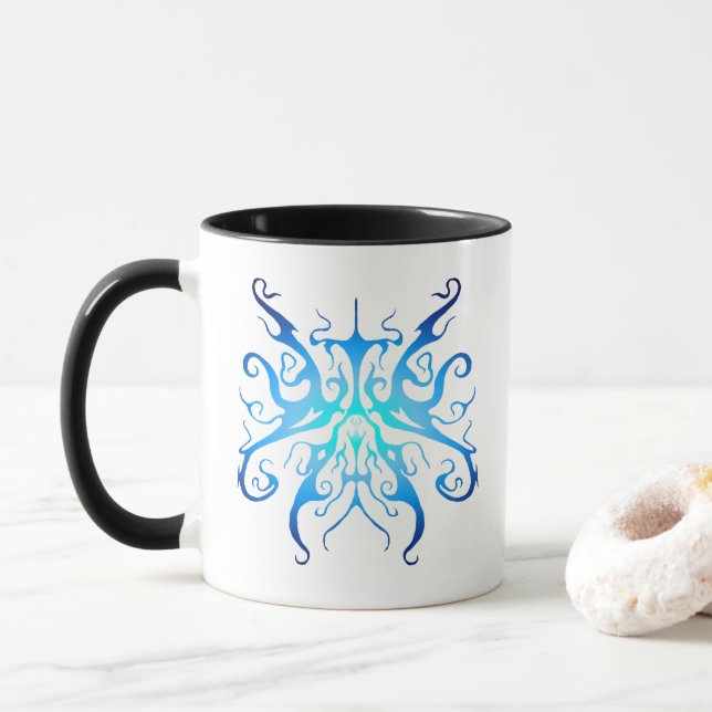Elegant Tribal Tattoo Design - blue Mug (With Donut)