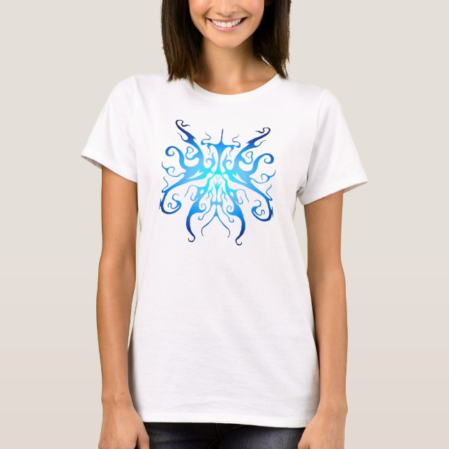 Elegant Tribal Tattoo Design - blue T-Shirt (Front)