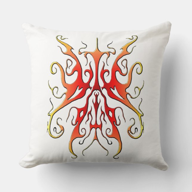 Elegant Tribal Tattoo Design - red flame Throw Pillow (Front)