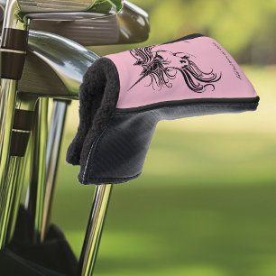 Elegant Tribal Unicorn Black Ink Fantasy Golf Head Cover