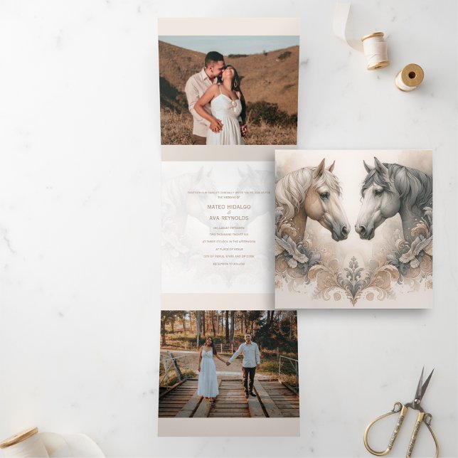 Elegant Trifold Add Photo Wedding Invitation (Elegant Trifold Add Photo Wedding Invitation)