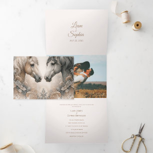 Elegant Trifold Add Photo Wedding Invitation